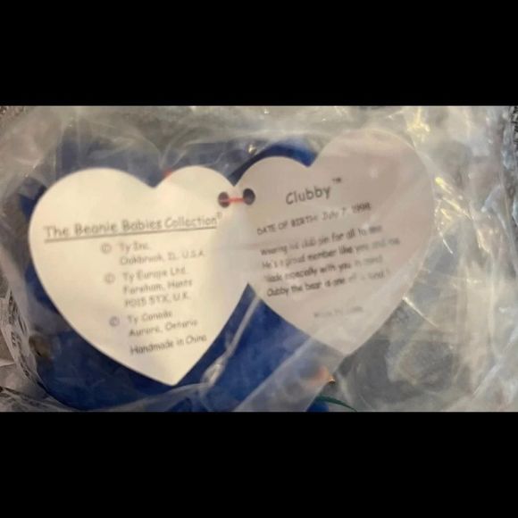 NWT & in Original Bag Retired Blue Clubby Bear Ty Beanie Baby - Picture 4 of 4